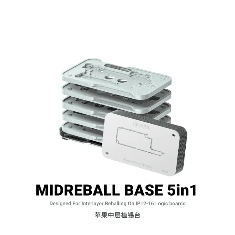 2UUL BH13 Motherboard Middle Layer Reball Base and Stencil 5-in-1 for iPhone 12-16PM
