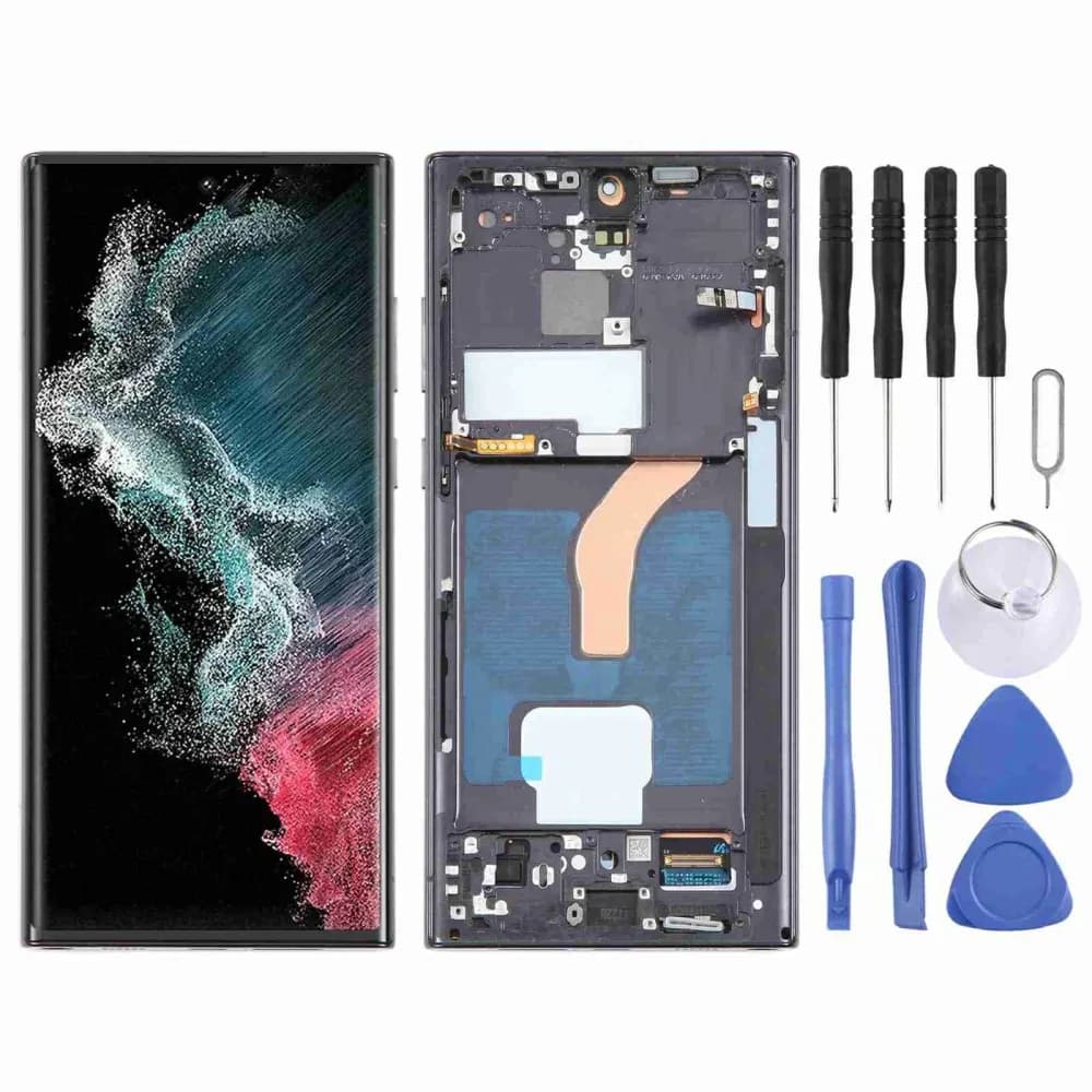 Samsung Galaxy S22 Ultra OLED Screen Assembly with Frame (SM-S908) + Tool Kit